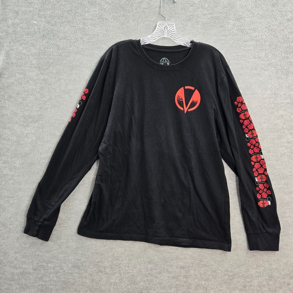 Halo Borderlands 3 Men Shirt Medium Black Cotton Roses Grenade Graphic LS